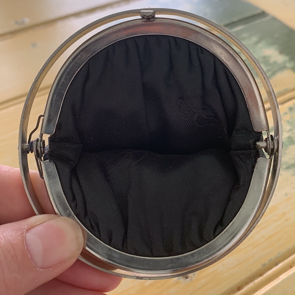 Cesare Piccini || Vintage Made in Italy Black Leather Silver Sphere Coin Purse - Picture 14 of 17